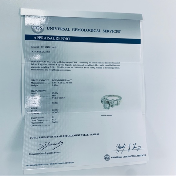 1.68 Carat 14k White Gold Diamonds Engagement Ring - Picture 5 of 12